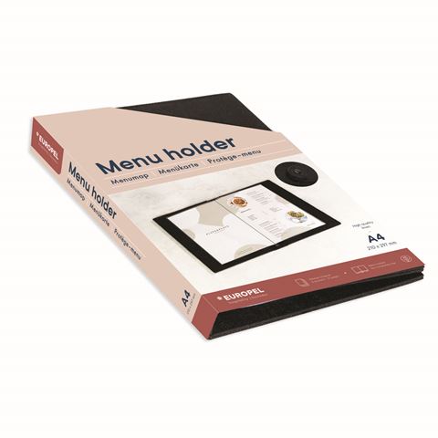 Protège-menu Europel couverture lin A4 noir 6 pochettes